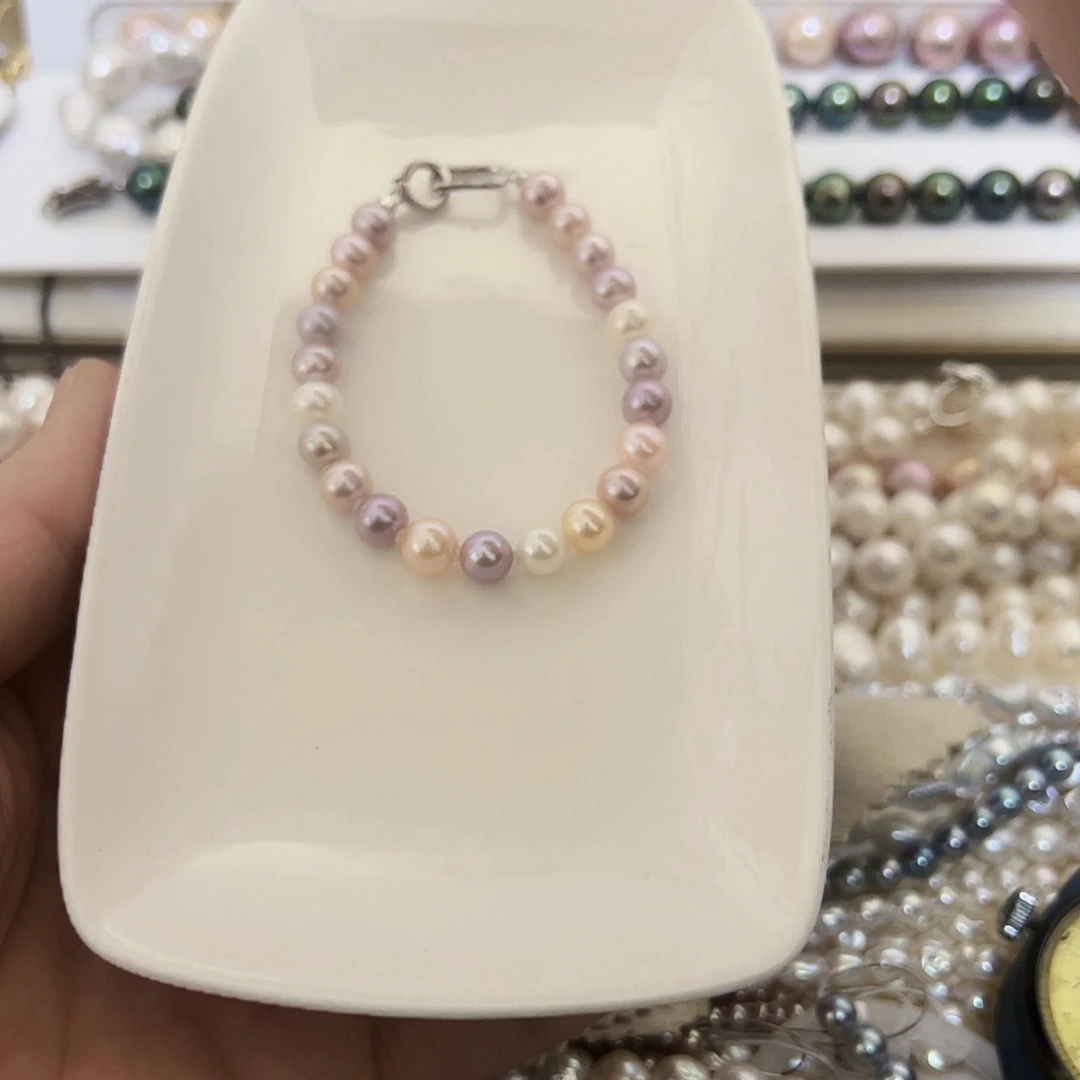 淡水珍珠手链银S925镶嵌?**?