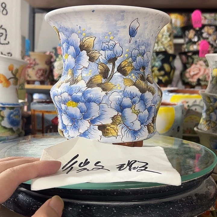 满38包邮 景德镇手绘花盆