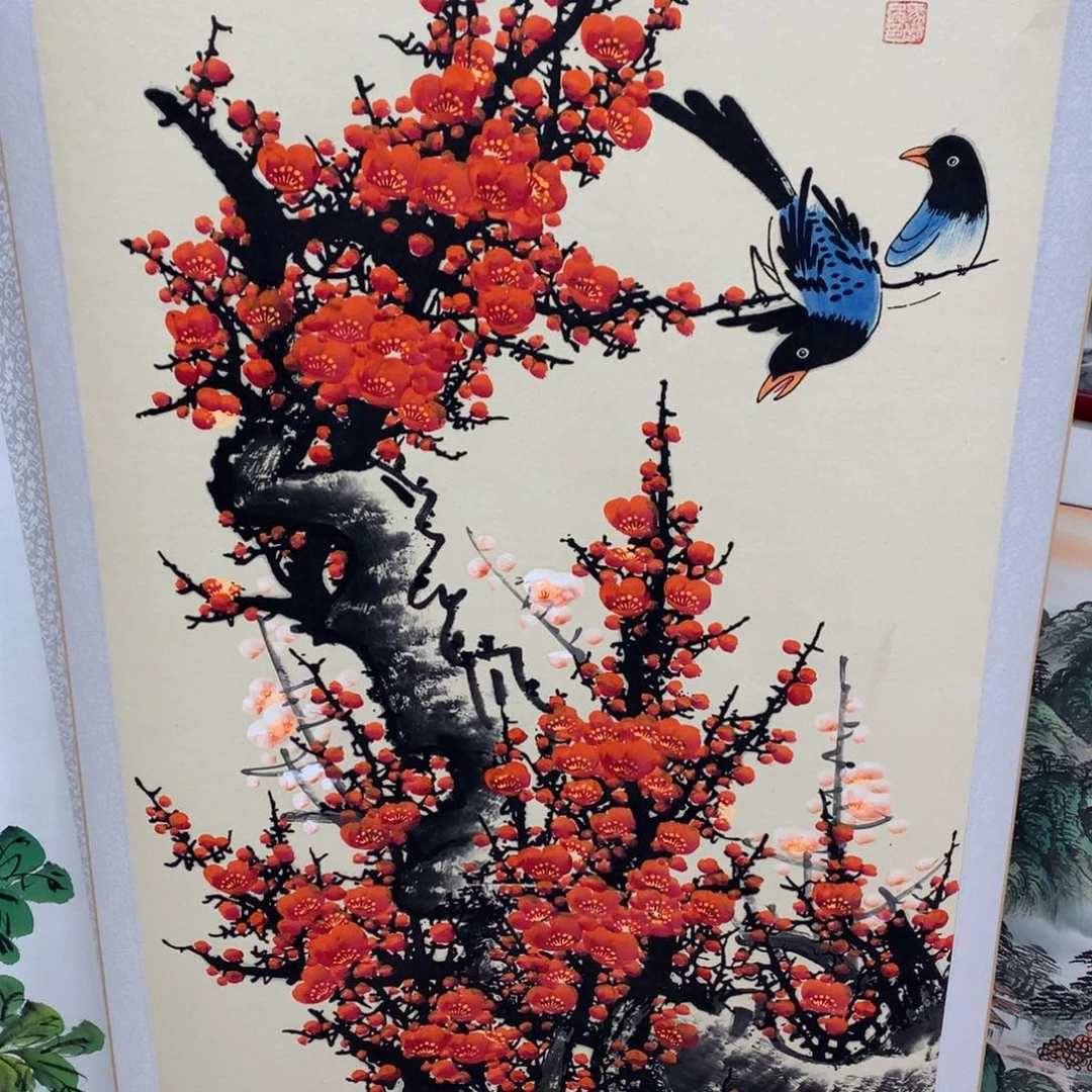 国画喜上眉梢竖轴国画