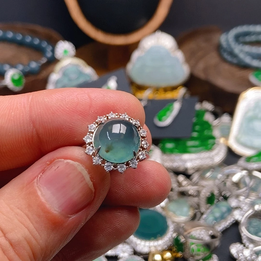 翡翠戒指银S925镶嵌788戒指