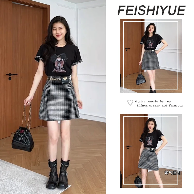 夏季时尚穿搭短袖修身连衣裙女2025新款减龄百搭假两件连衣裙