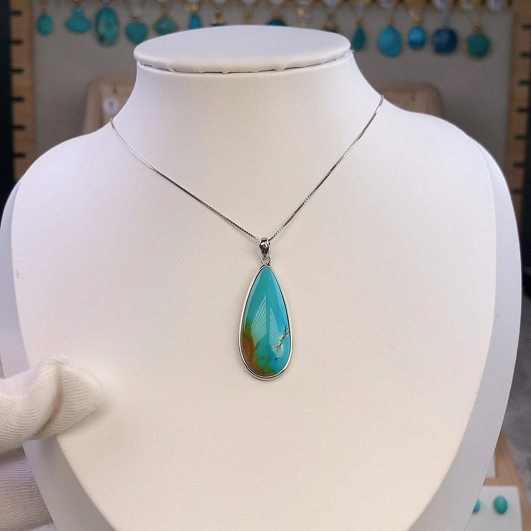 绿松石银S925镶嵌颈饰