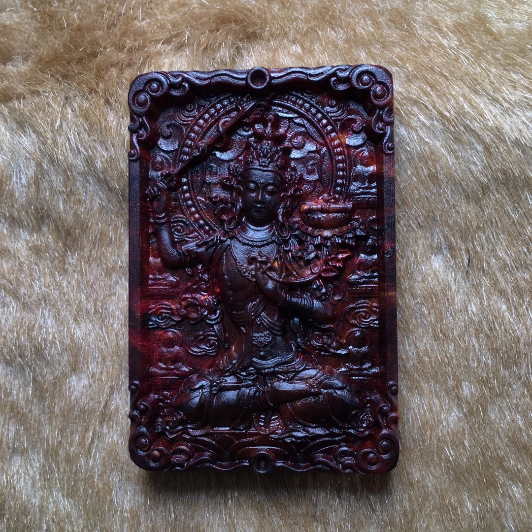 海南黄花梨油梨十二生肖兔子文殊菩萨守护神，文玩收藏品精工细作