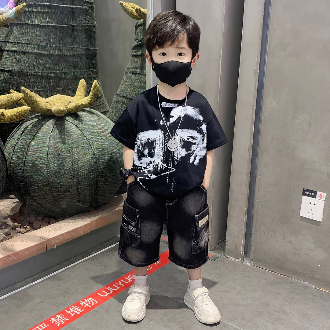 男童夏套装2025新款时髦帅气男孩宝宝夏天衣服潮酷儿童夏装两件套
