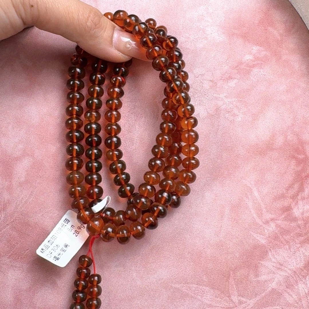 琥珀未镶嵌颈饰抚顺琥珀 血珀 8m 108