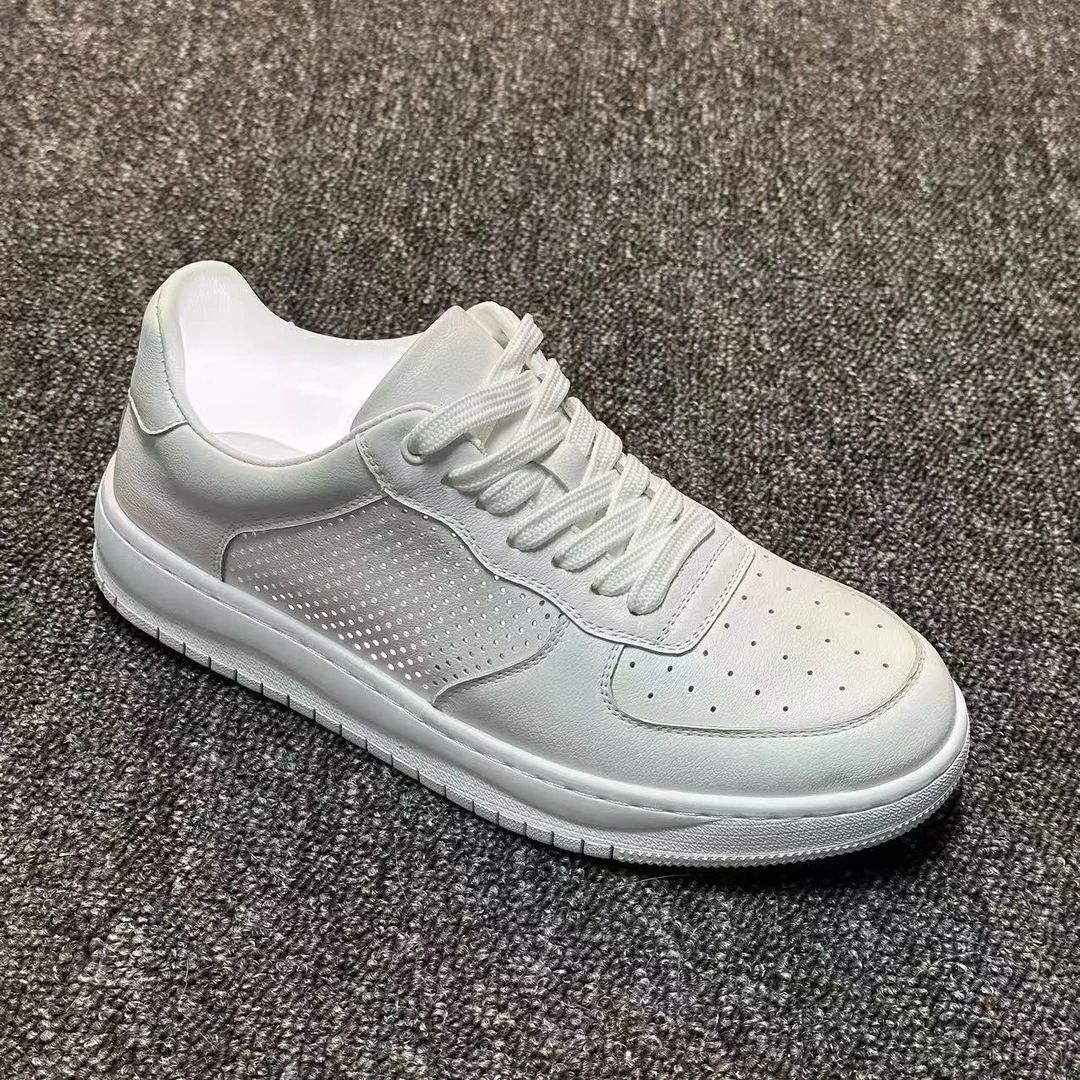 头层牛皮运动休闲板鞋百搭真皮潮流低帮男款秋季白色小白鞋潮鞋