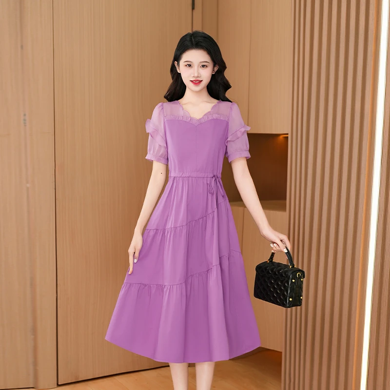 优雅新款气质时尚大气减龄休闲收腰显瘦连衣裙25354-ASJ