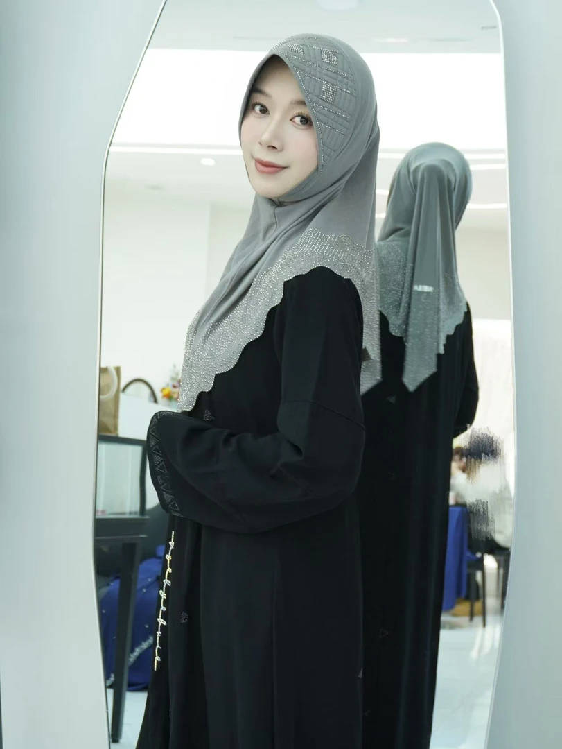 【安布拉】若棠 海绵软帽烫钻 高级气质 方便长巾帽子款休闲时尚