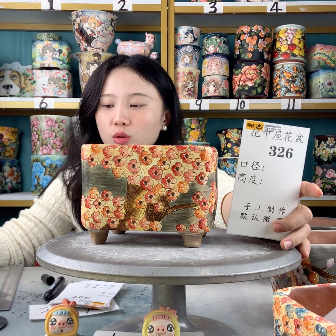 自***量陶景德镇手工花盆326