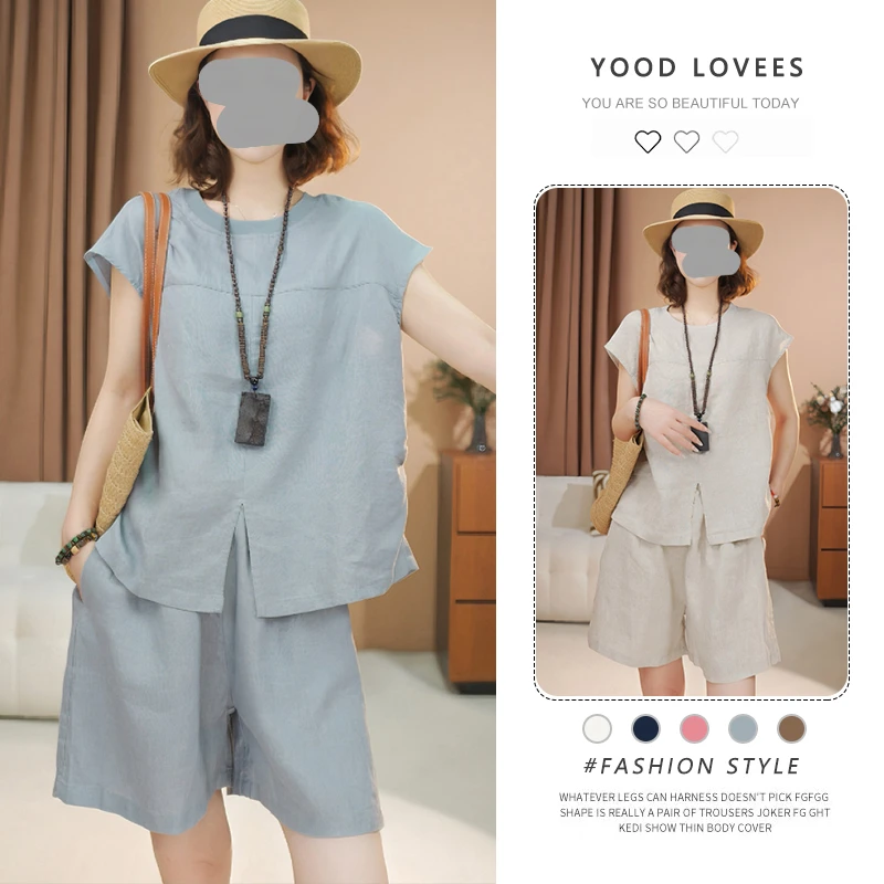 减龄休闲宽松显瘦遮肚短裤女2026夏新款时尚百搭洋气高端两件套装