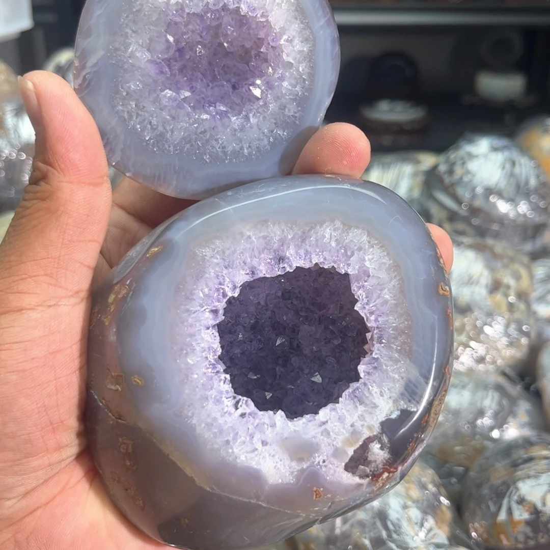 紫晶摆件未镶嵌聚宝盆