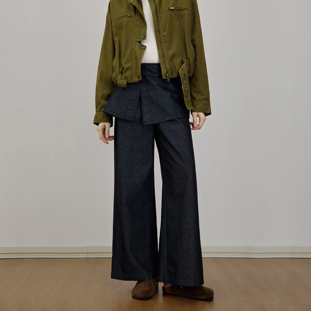 DNCY丨高阶复古 休闲裤设计感叠穿屁帘2025年秋冬新款牛仔长裤女