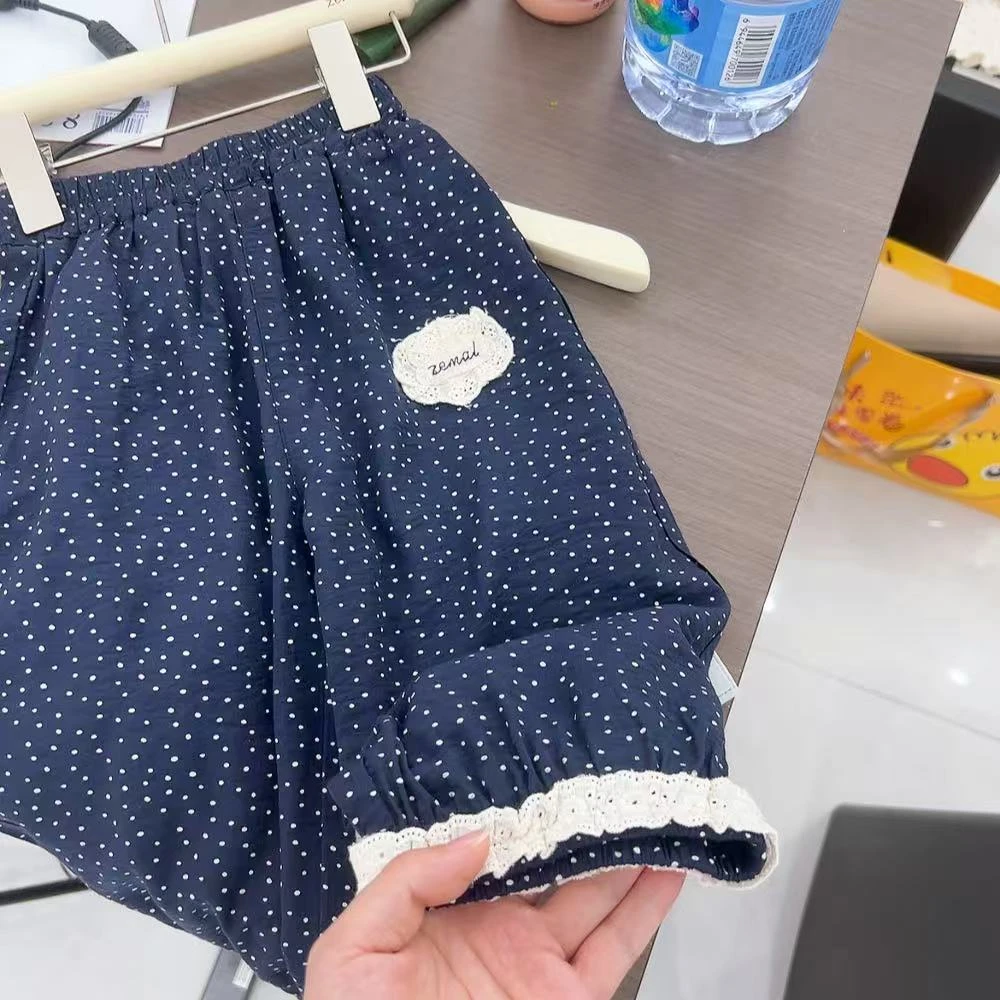 【11011】斑马糖藏青波点裤