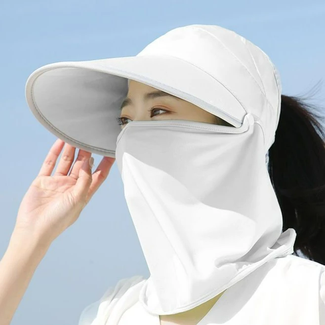 遮阳帽女夏季防晒面罩遮全脸护颈紫外线防晒帽户外骑行大檐太阳帽