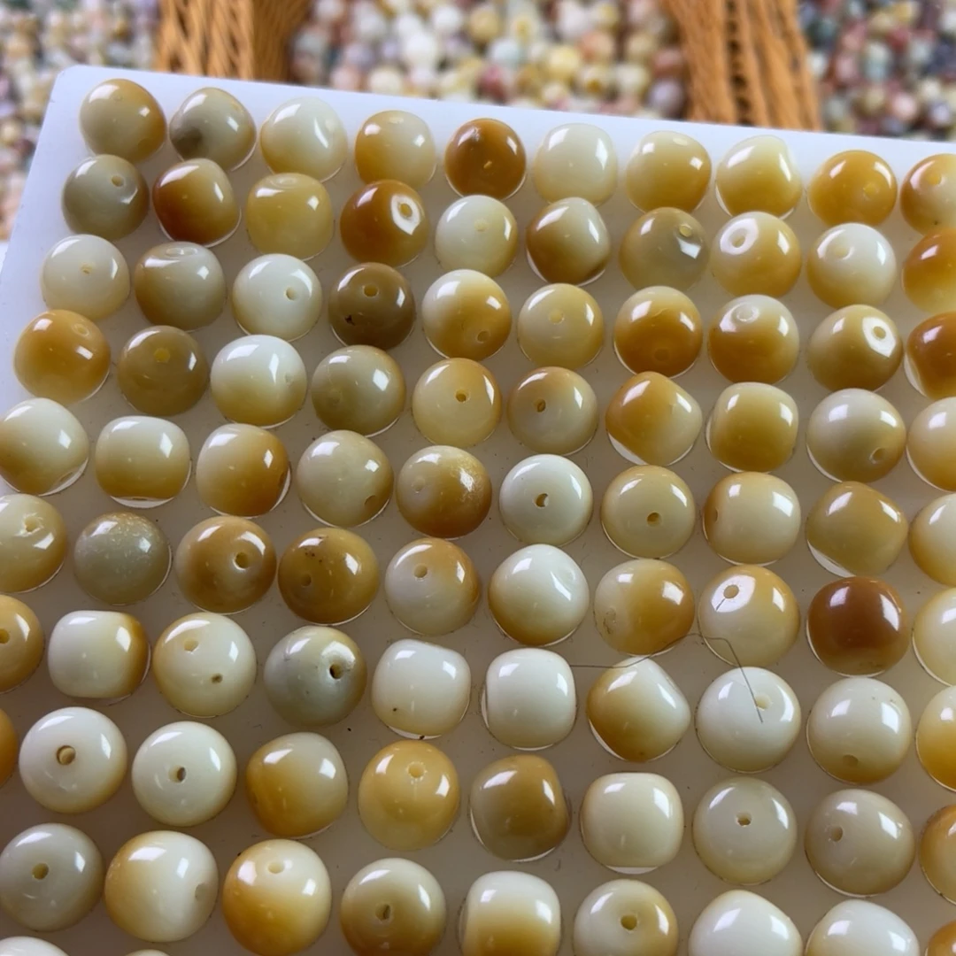 吊坠白玉菩提瑕疵12炭烤桶珠119