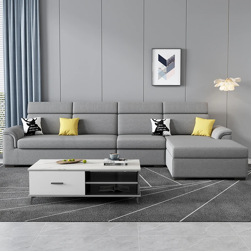 新现代简约布艺沙发家用大小户型棉麻沙发客厅直排贵妃沙发可拆洗