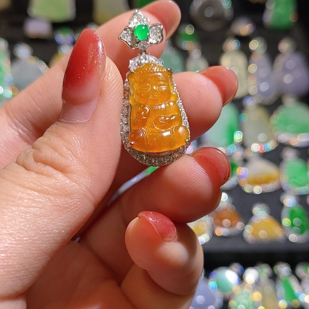 颈饰银S925镶嵌翡翠天然翡翠