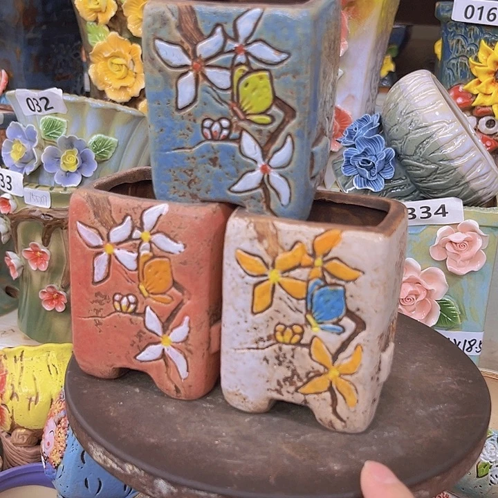 紫砂花盆粗陶材质多肉花盆