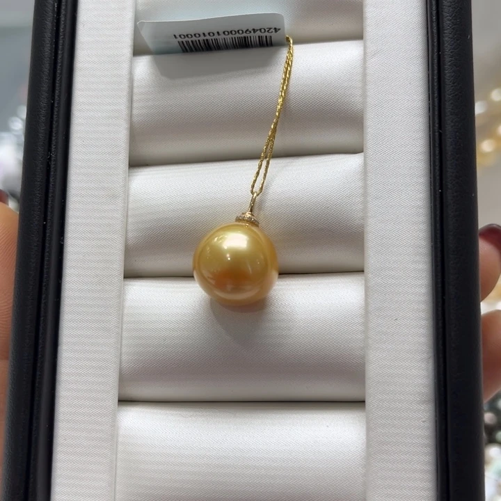 海水珍珠吊坠(不含链)18K金镶嵌14mm