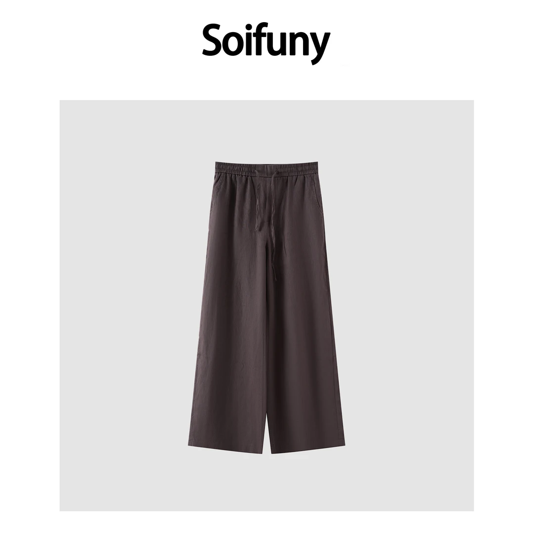 Soifuny设计师新款亚麻休闲长裤百搭显瘦390MM