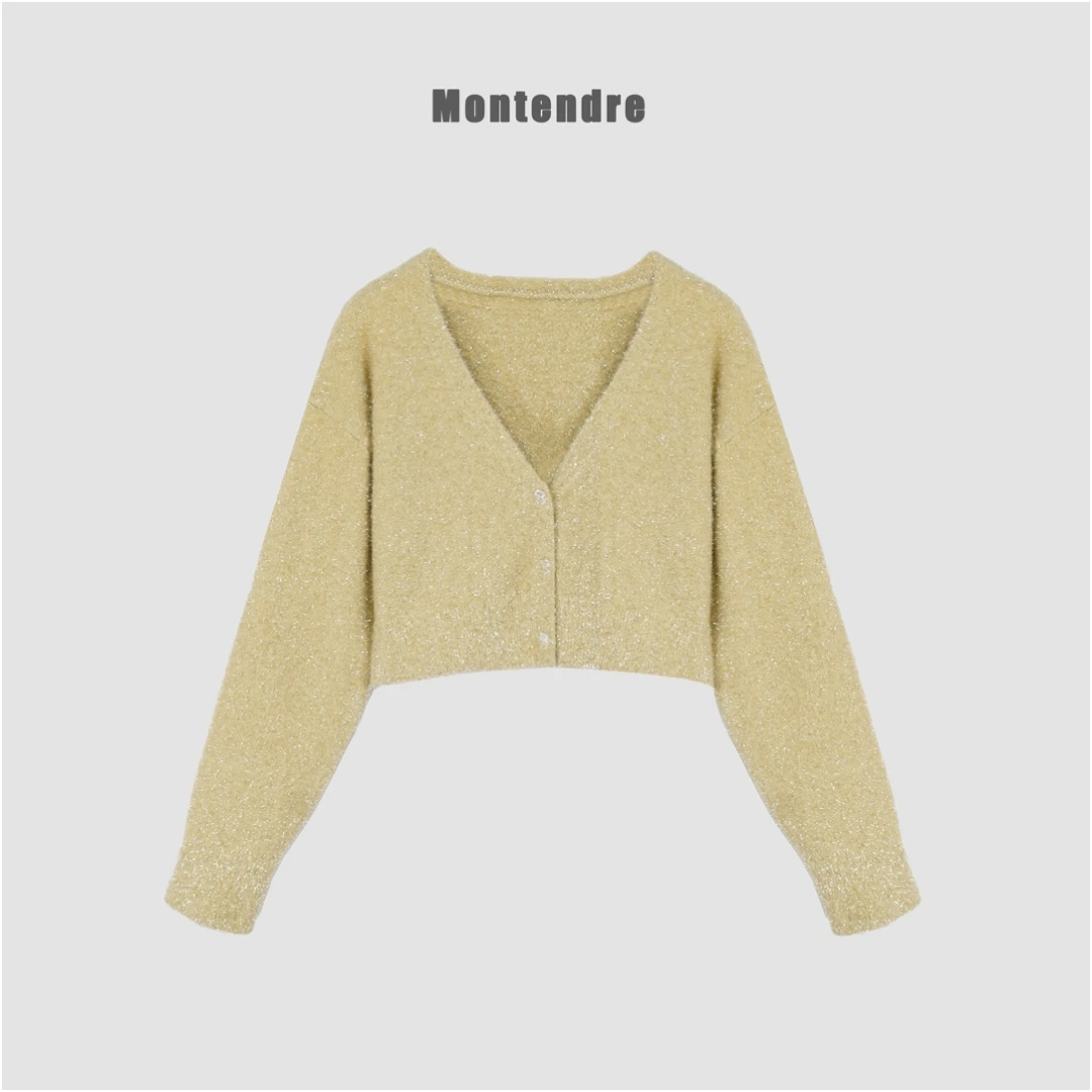 【胖虎家】 L 秋冬上新 时尚洋气简约短款长袖针织衫