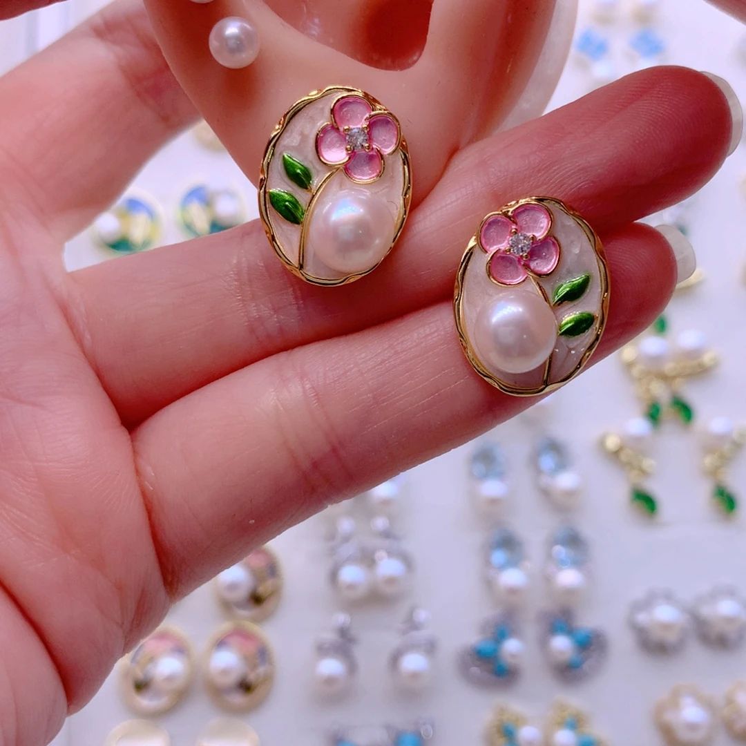 淡水珍珠耳饰合金