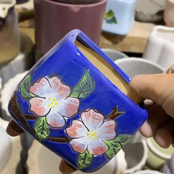 陶盆有孔 瑕疵针孔漏釉介意勿拍外口 8外高9