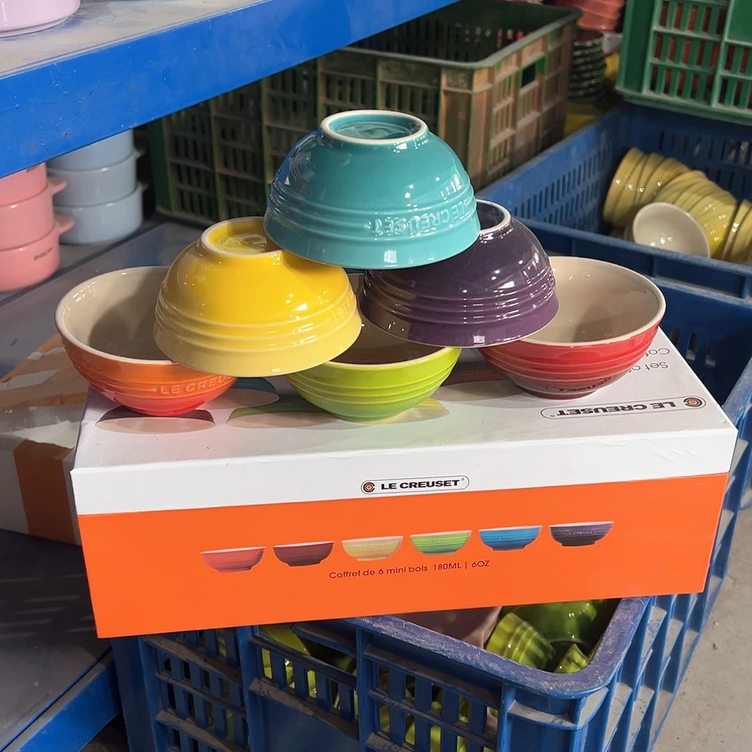 陶瓷 微 4英寸小碗礼盒套装 彩虹色