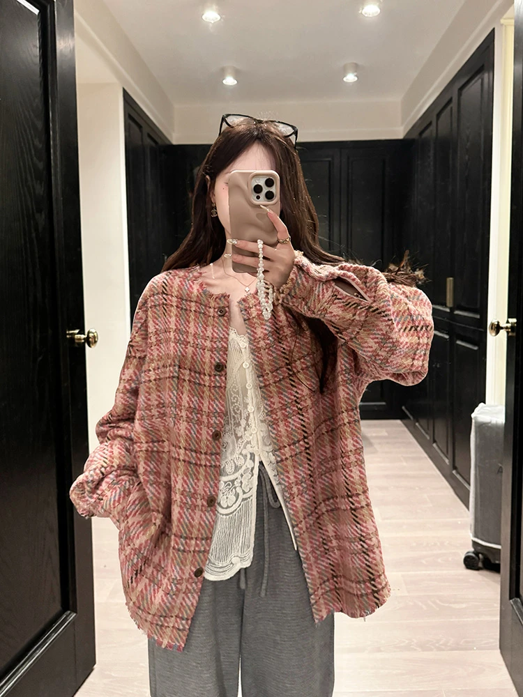 鱼er【樱落织间】设计师高定/精纺羊毛香香风秋季保暖外套女