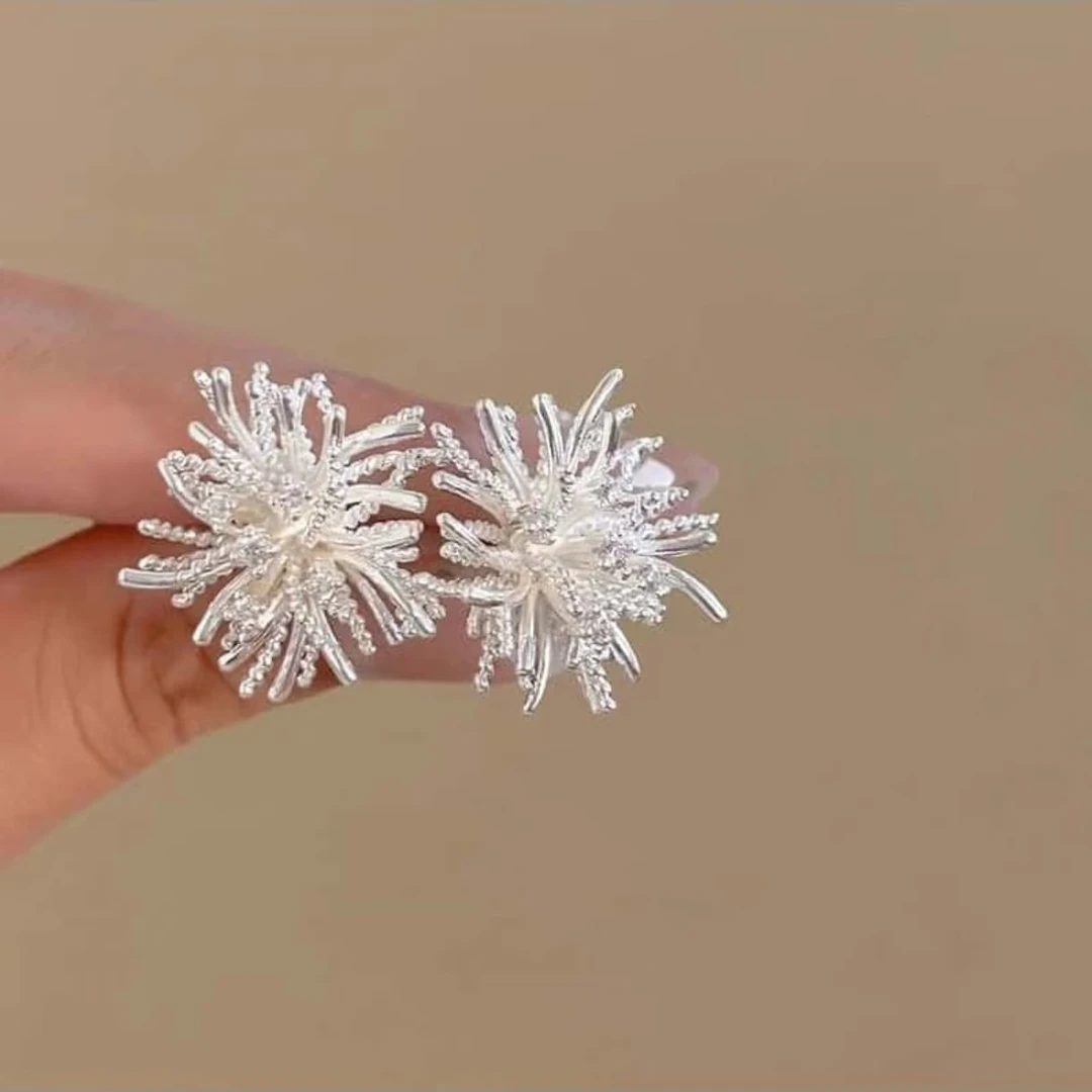 合金耳饰 铜合金合成春夏气质闪锆蒲公英花朵耳环女轻奢耳钉