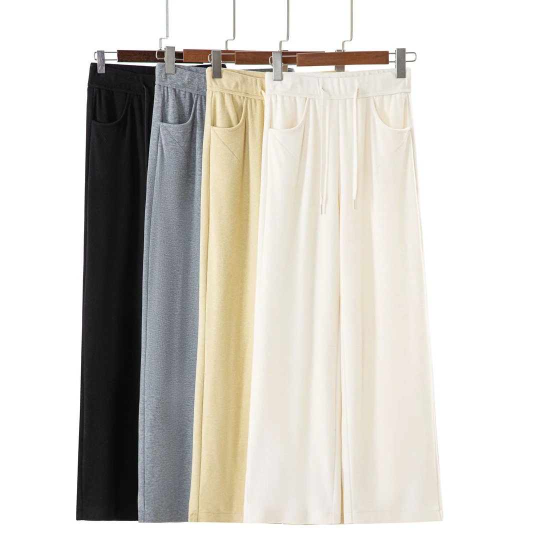 【羊绒+蚕丝】2025早春新款休闲裤显瘦阔腿裤宽松垂感休闲百搭2501