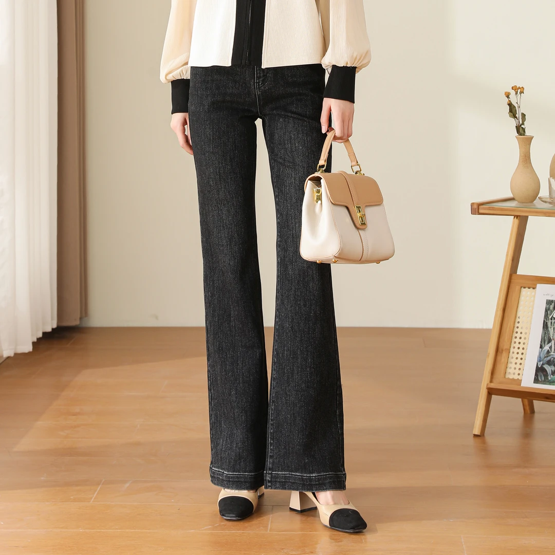 【春季上新】设计感复古高腰气质百搭垂感牛仔裤AQ2655裤长97cm