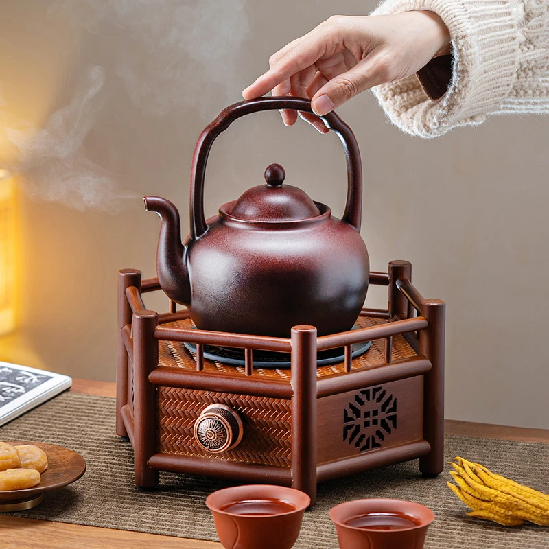复古竹制电陶炉煮茶器小型家用多功能煮茶电茶炉烧水壶泡茶专用壶