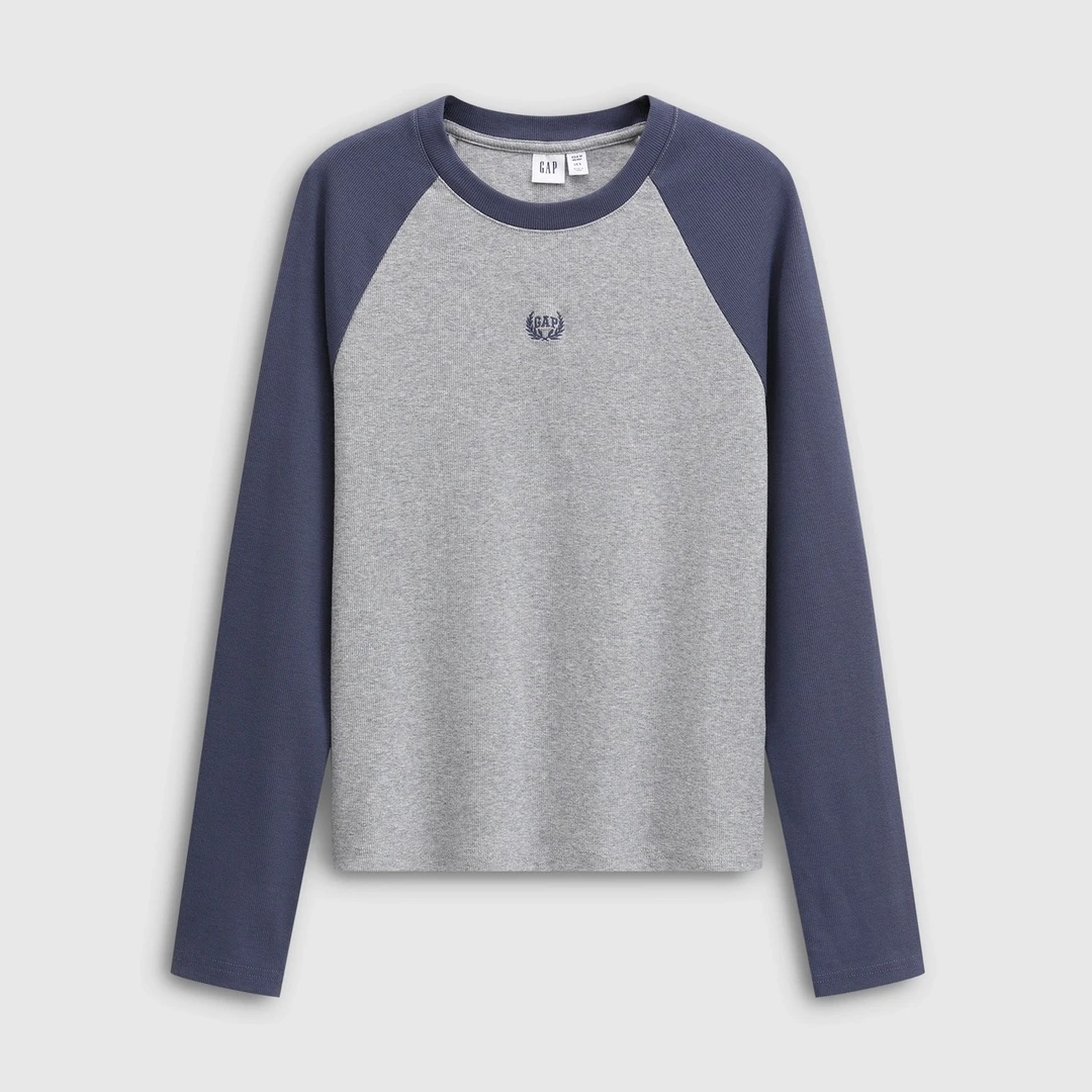 【成毅代言】Gap女休闲25秋新刺绣logo插肩袖修身针织长袖792702