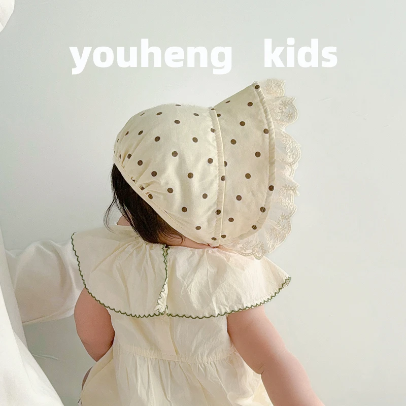 婴幼儿帽子夏季新生儿薄款帽女宝宝蕾丝花边盆帽大檐遮阳帽潮