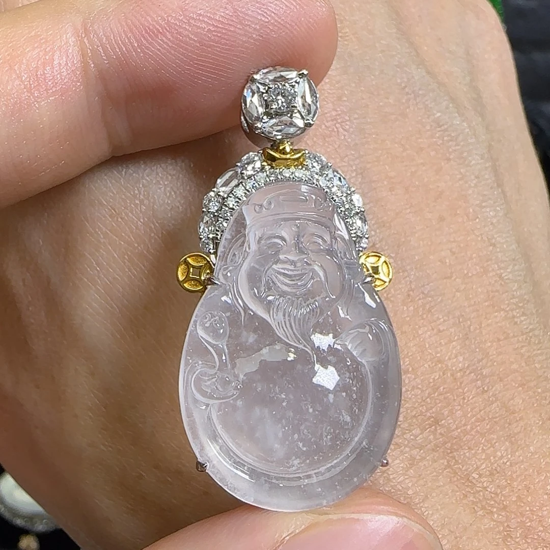 颈饰18K金镶嵌翡翠天然翡翠