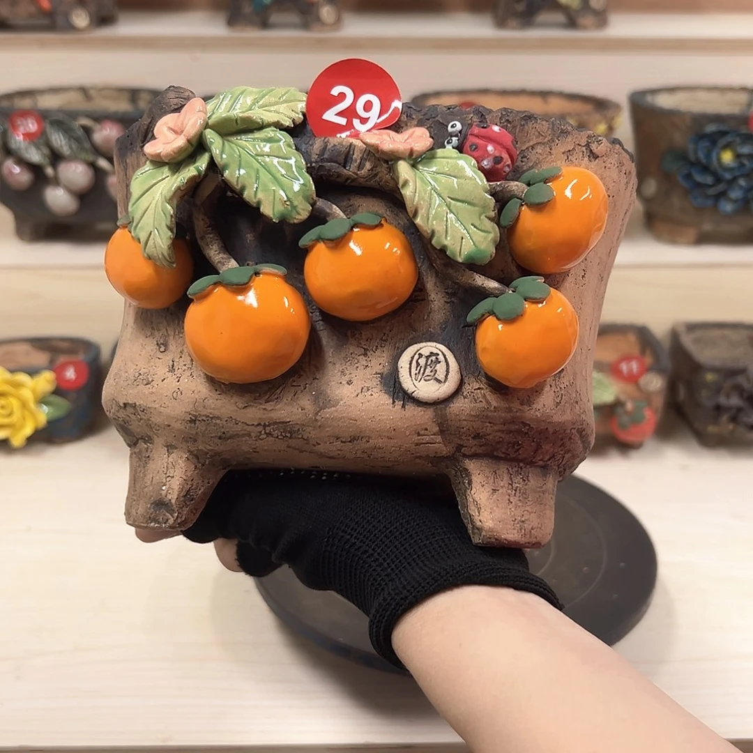 紫砂花盆29号内口17×15外高13