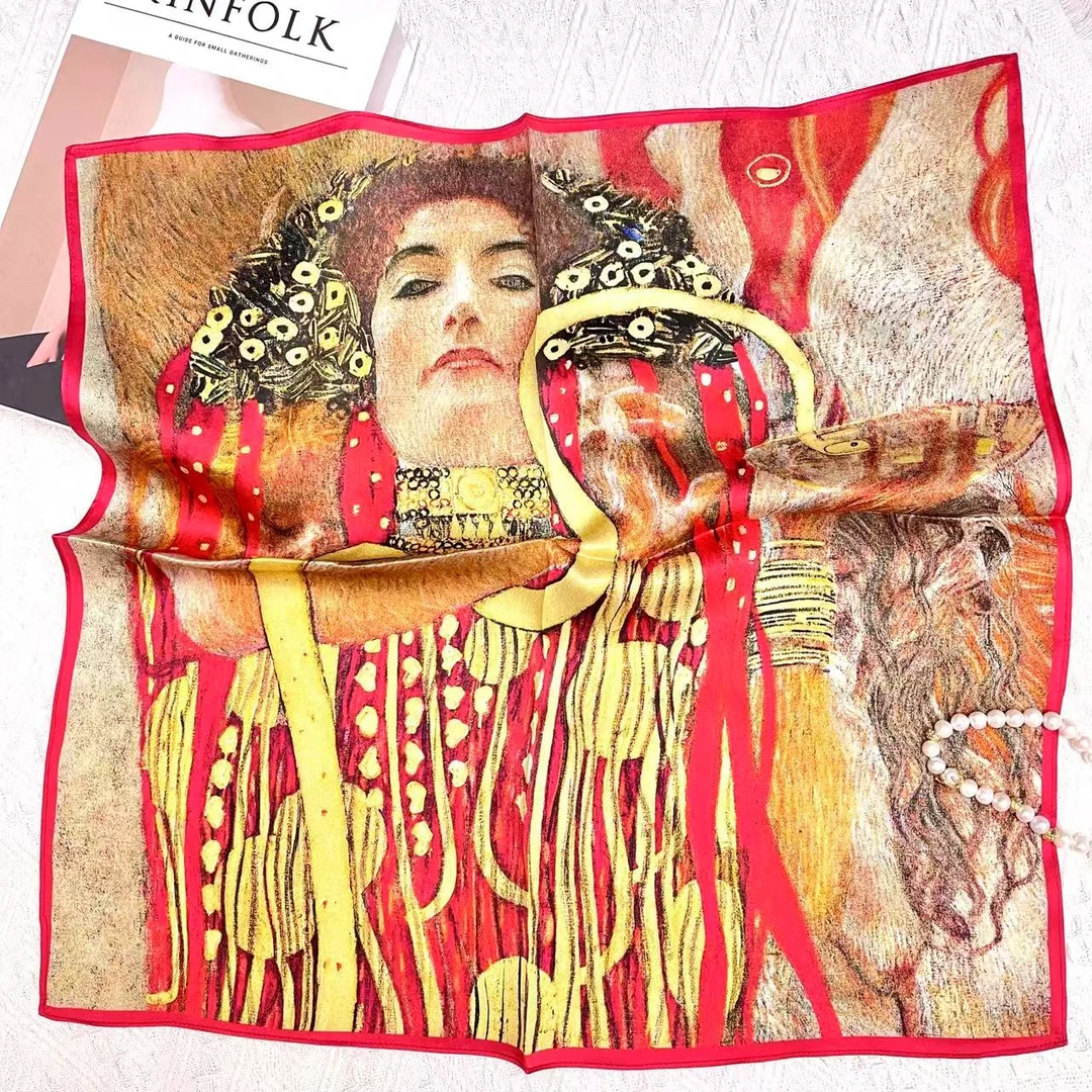 【健康女神】53cm100%桑蚕丝14姆米素绉缎丝巾围巾小方巾礼物