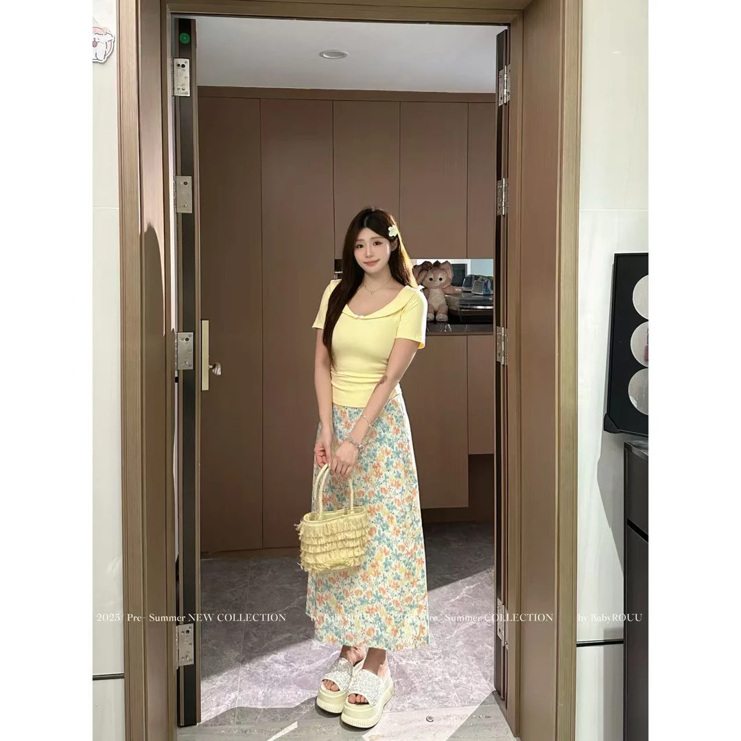 【现货】【木槿繁花】温与柔仙气明媚风复古碎花裙设计感百搭显瘦半裙