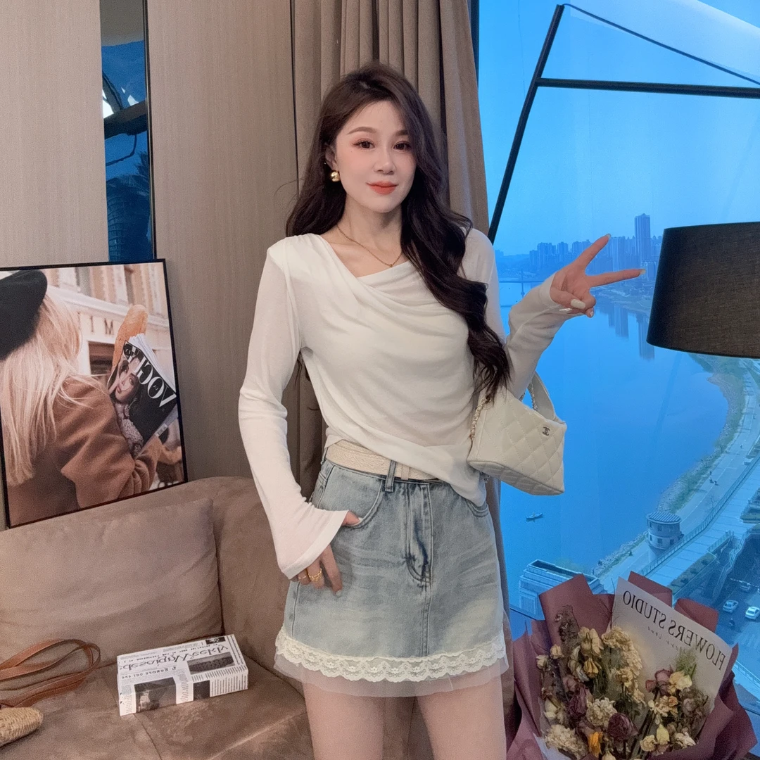 【静静衣橱】春季新款宽松型长袖常规不规则领立体装饰防晒罩衫6110