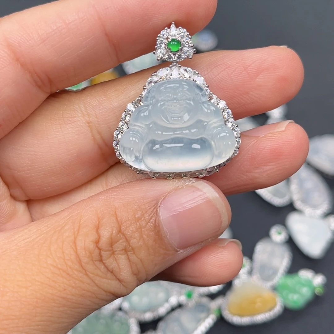 翡翠银S925镶嵌吊坠(不含链)