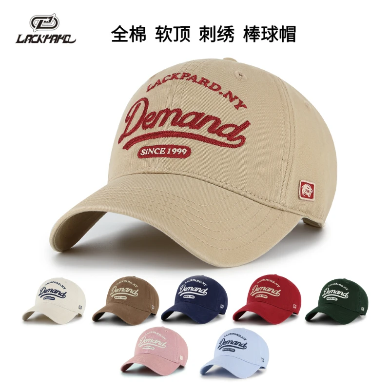LACKPARD鸭舌帽女士四季软顶全棉棒球帽男士户外休闲加长帽檐帽子