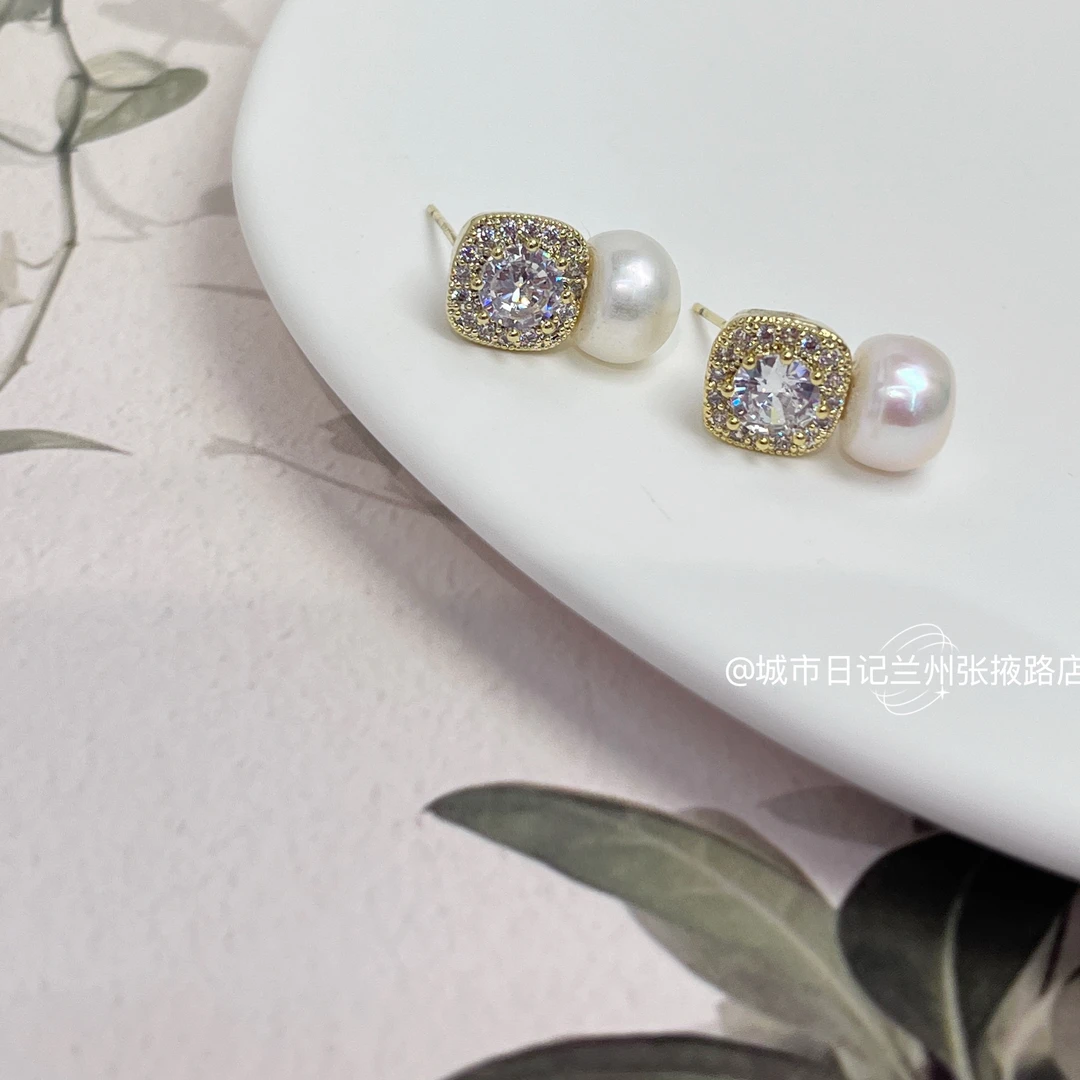 铜合金锆石耳饰 耳饰百搭