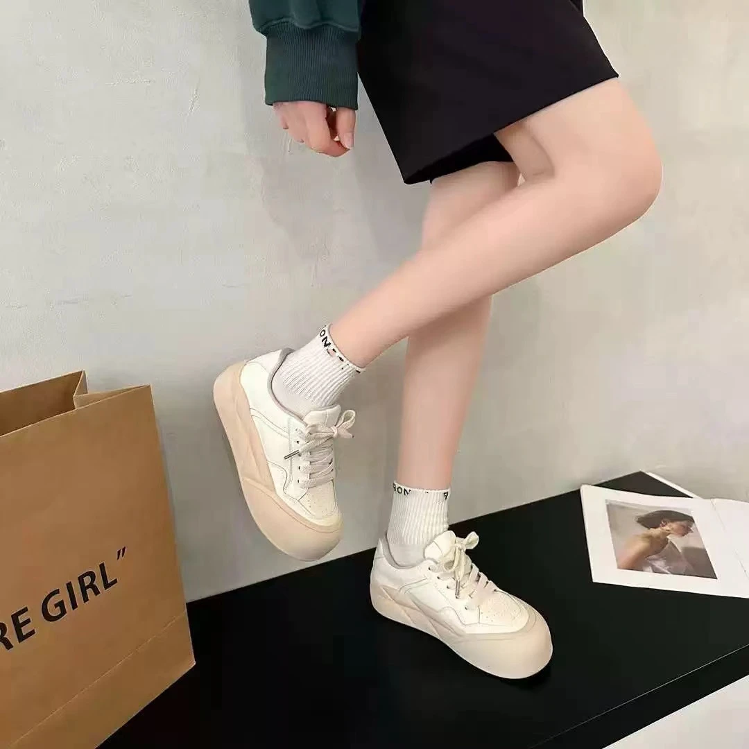 春季新款百搭透气拼色厚底复古休闲运动德训鞋5665(脚胖拍大一码）