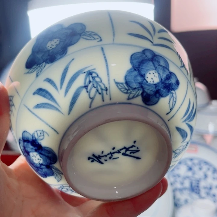 青花玲珑5寸饭碗木棉花