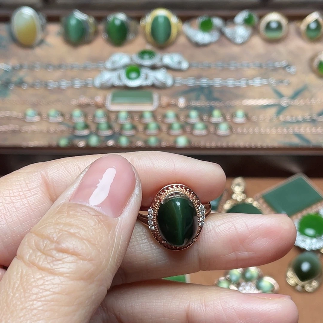 和田玉（碧玉）银S925镶嵌吊坠(不含链)