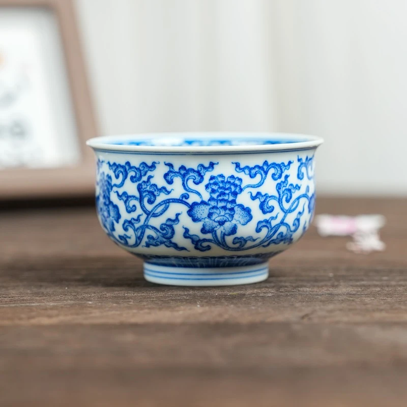 【小乔赏瓷】s景德镇手工手绘青花缠枝炉式杯主人杯stf12