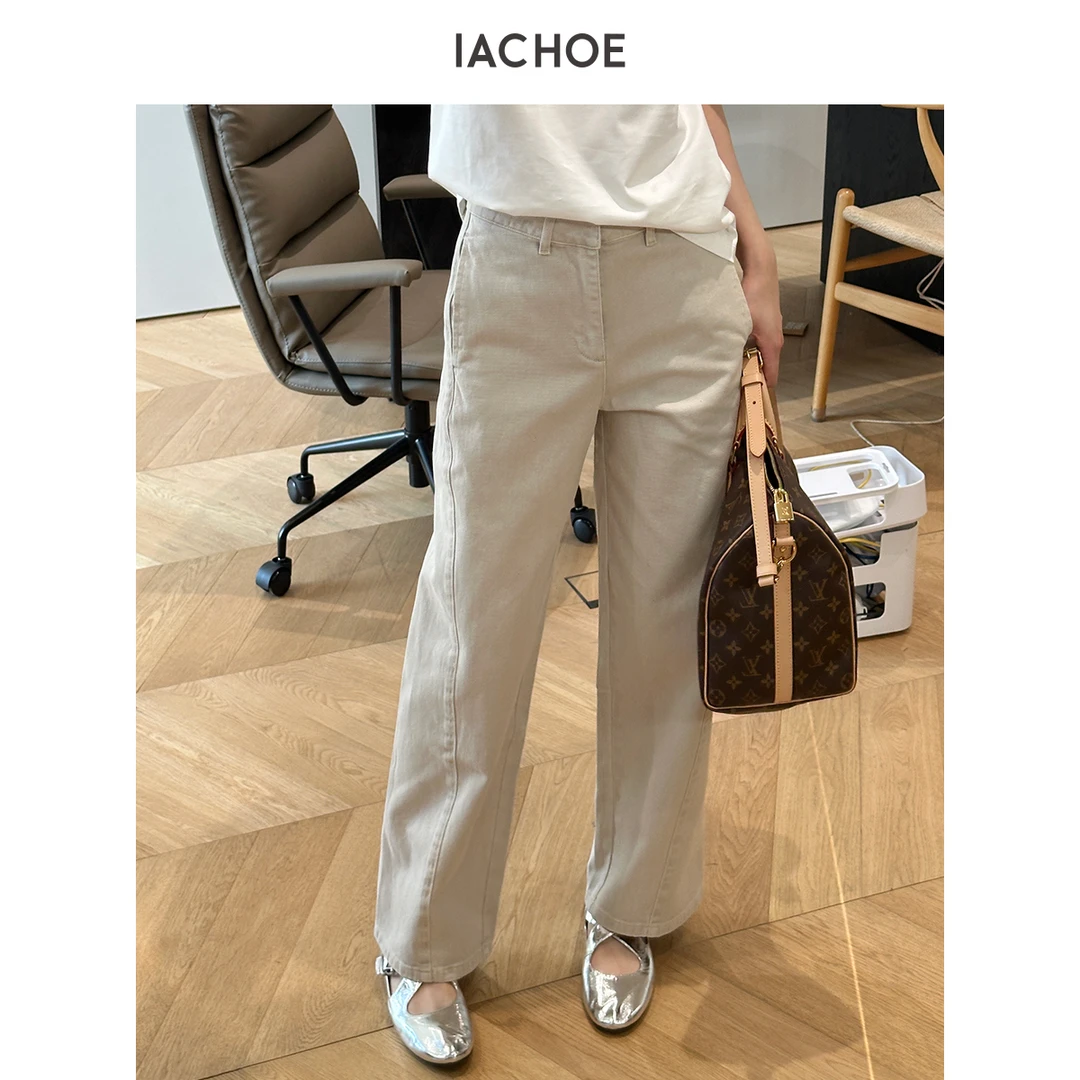 IACHOE直筒卡其牛仔裤3631519004