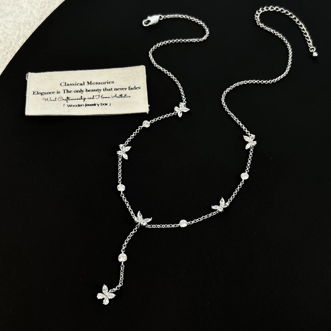 铜合金锆石项链 【蝴蝶纷飞】蝴蝶流苏项链5921