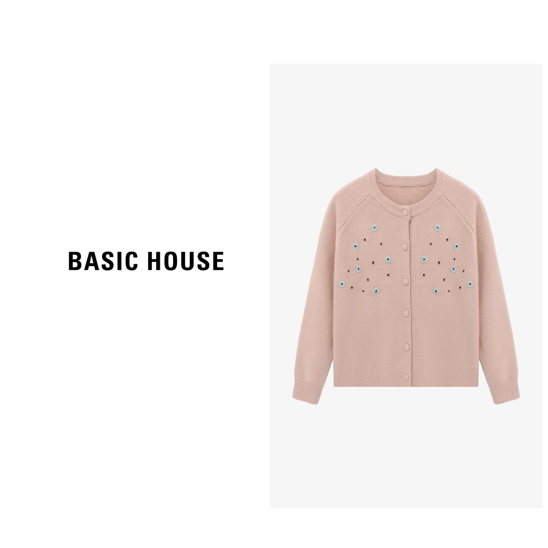 Basic House/百家好长袖针织时尚休闲百搭圆领毛衣B06245C5542
